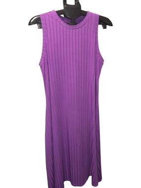 Sleeveless Rib-Knit Midi Dress in Vivid Purple